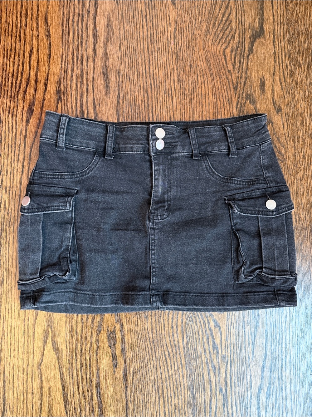Women’s SHEIN Size L Black Denim Cargo Mini Skirt